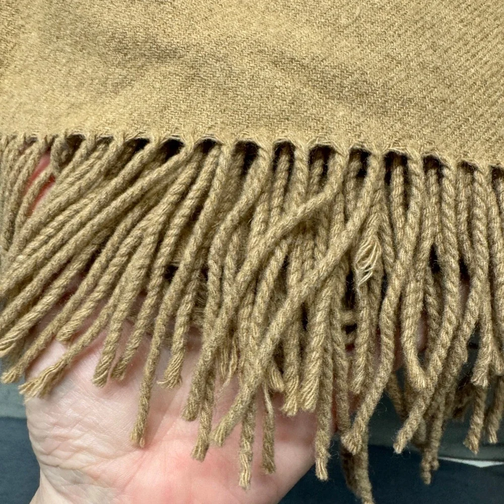 Williams Sonoma Throw Blanket Womens OS Fringe Camel Cashmere Classic